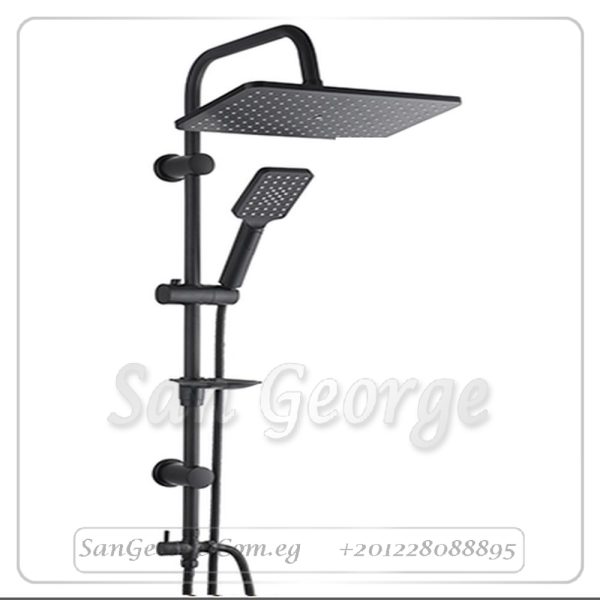 Shower 13 Square Rainfall & Handheld Column (Black)