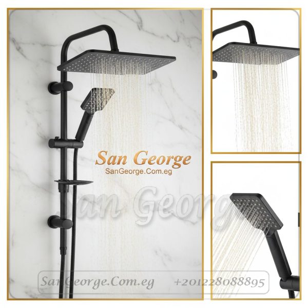 Shower 13 Square Rainfall & Handheld Column (Black)