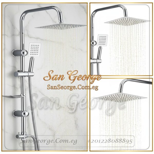 Shower 18 Square Rainfall & Handheld Column (Chrome)