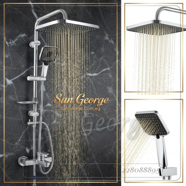 Shower 19 Square Rainfall & Handheld Column (Chrome)