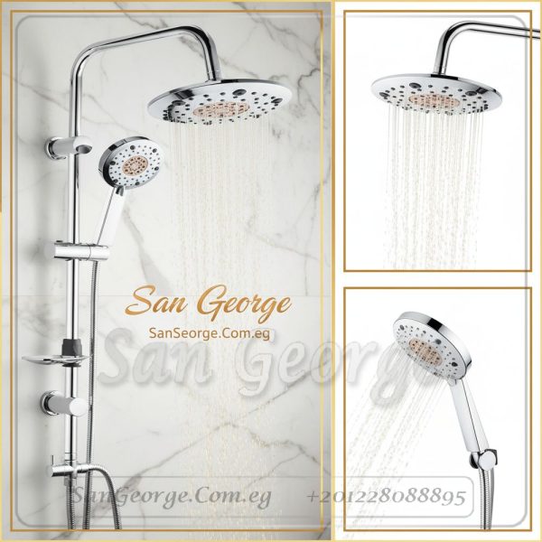 Shower-2-1 Square Rainfall & Handheld Column (Chrome)