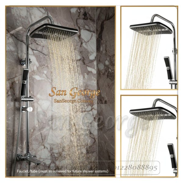Shower 3-2 Square Rainfall & Handheld Column (Chrome)