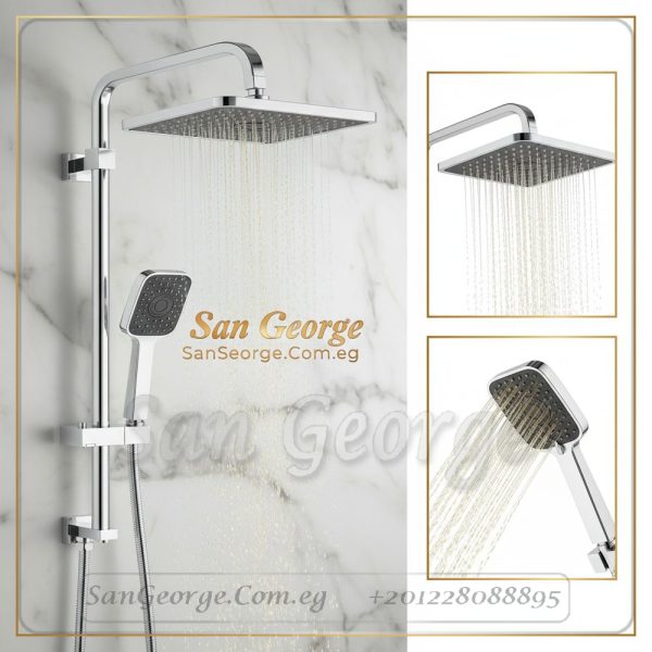 Shower 3w Square Rainfall & Handheld Column (Chrome)