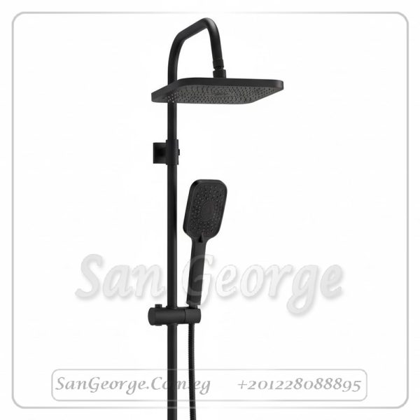 Shower 3 Square Rainfall & Handheld Column (Black)