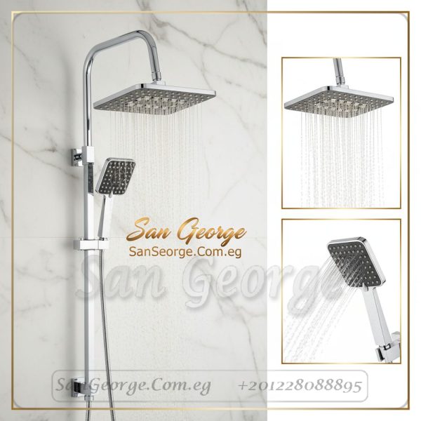 Shower 4 Square Rainfall & Handheld Column (Chrome)