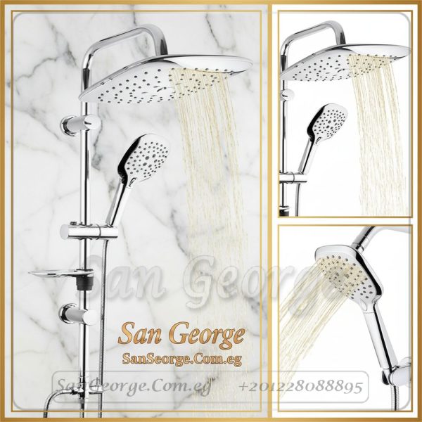 Shower 6 Square Rainfall & Handheld Column (Chrome)