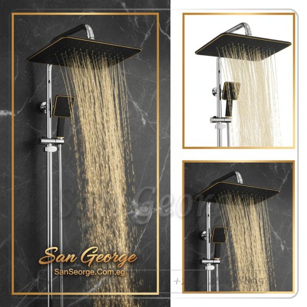 Shower 21 Square Rainfall & Handheld Column (Black)