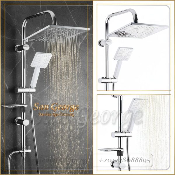 Shower 8 Square Rainfall & Handheld Column (Chrome)
