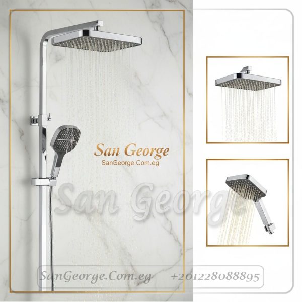 Shower 9 Square Rainfall & Handheld Column (Chrome)