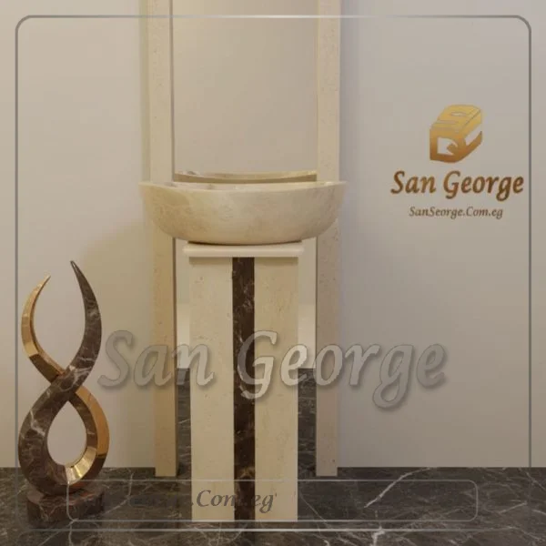 Marble Basin حوض بريشيا داينو بالعمود بيج × بني Hand Made من San George Design