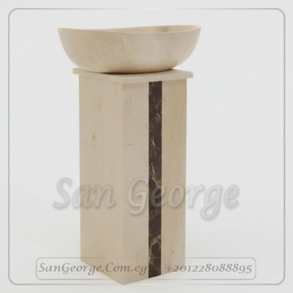 Marble Basin حوض بريشيا داينو بالعمود بيج × بني Hand Made من San George Design