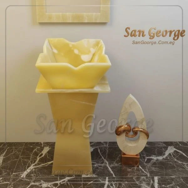 Honey Alabaster Marble Circular Sink من سان جورج