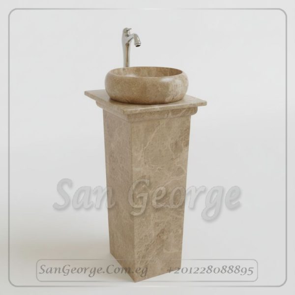 وحده حوض رخام بالعمود حمام مودرن رخام طبيعي مصري MRB-_U-_A-035