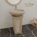 وحده حوض رخام بالعمود حمام مودرن رخام طبيعي مصري MRB-_U-_B-022
