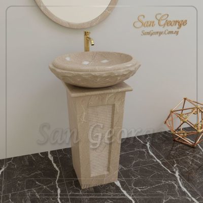 وحده حوض رخام بالعمود حمام مودرن رخام طبيعي مصري MRB-_U-_B-022