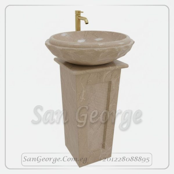 وحده حوض رخام بالعمود حمام مودرن رخام طبيعي مصري MRB-_U-_B-022