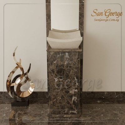 وحده حوض رخام طبيعي عمود امبرادور مزخرف Hand Made من San George Design