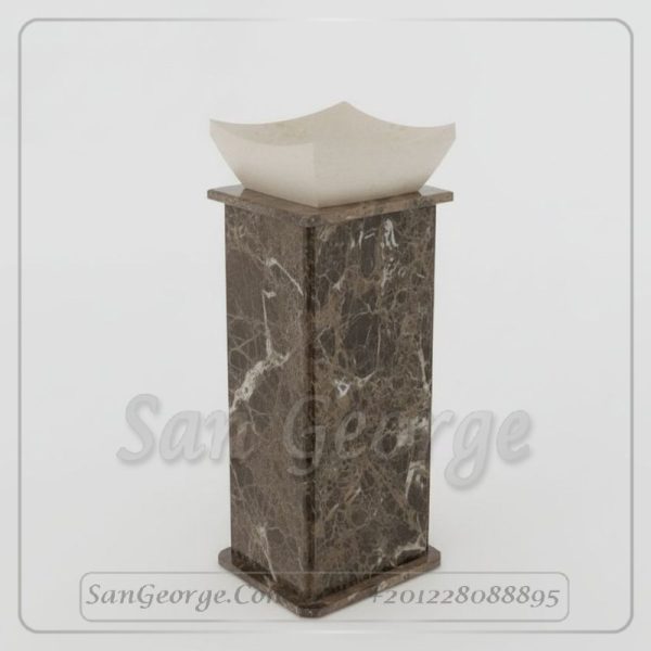 وحده حوض رخام طبيعي عمود امبرادور مزخرف Hand Made من San George Design