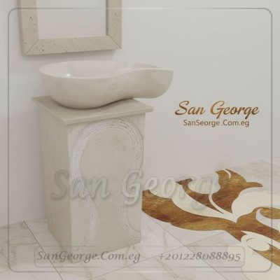 وحده حوض رخام طبيعي مزخرف Hand Made من San George Design