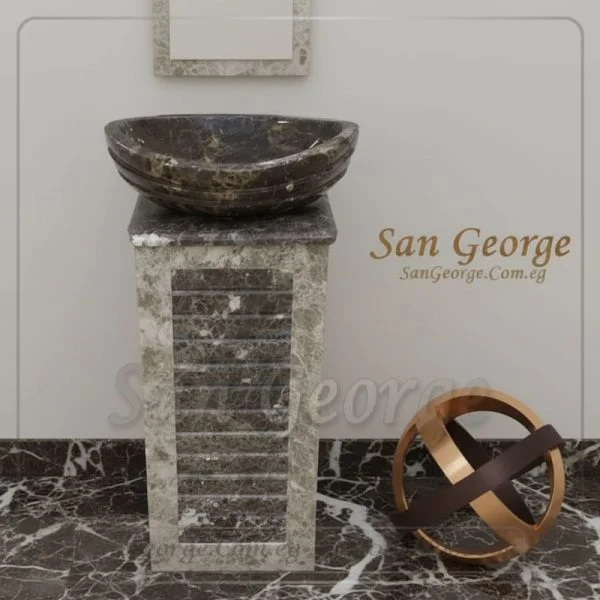 حوض رخام طبيعي عمود امبرادور Hand Made من San George Design