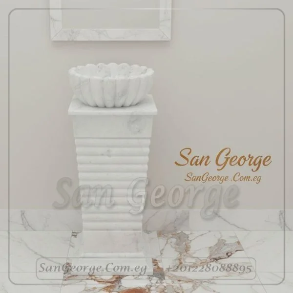 وحده حوض رخام طبيعي ابيض Hand Made من San George Design