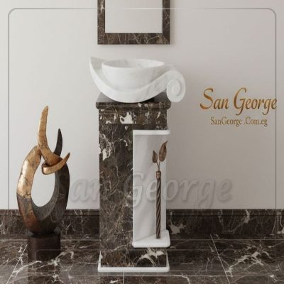 وحده حوض رخام طبيعي امبردوار × ابيض Hand Made من San George Design