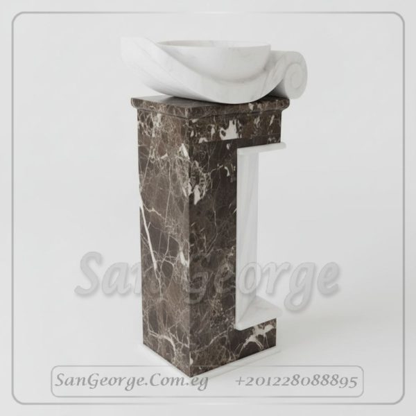 وحده حوض رخام طبيعي امبردوار × ابيض Hand Made من San George Design