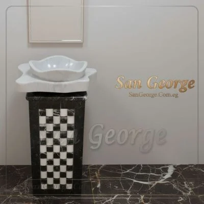 مغسله من ال رخام رمادى × ابيض Hand Made من San George Design