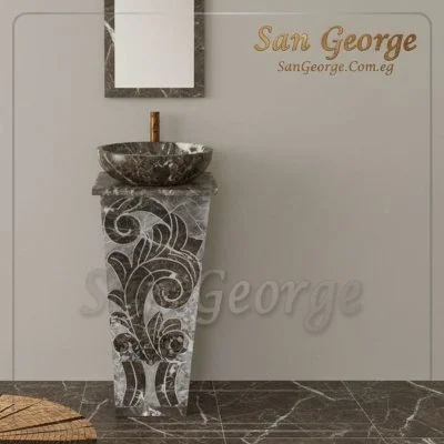 حوض رخام طبيعي عمود امبرادورمزخرف Hand Made من San George Design