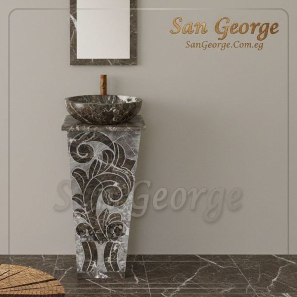 حوض رخام طبيعي عمود امبرادورمزخرف Hand Made من San George Design