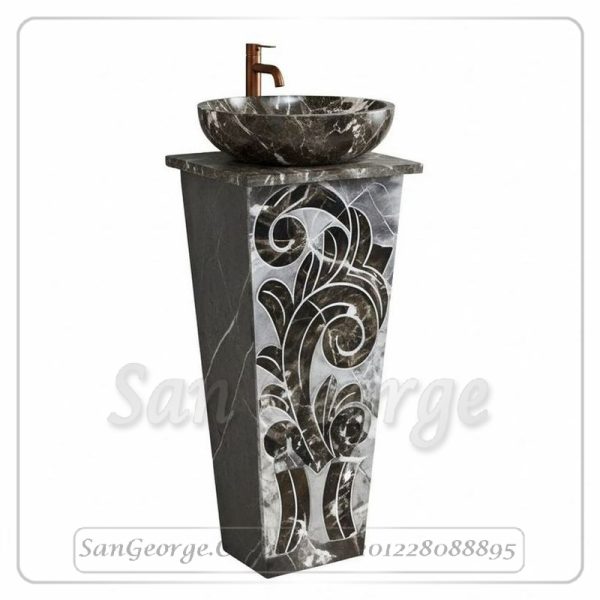 حوض رخام طبيعي عمود امبرادورمزخرف Hand Made من San George Design