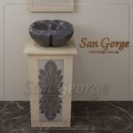 مغسله من ال رخام عمود بيج مزخرف اسود Hand Made من San George Design