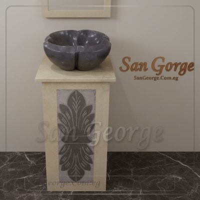 مغسله من ال رخام عمود بيج مزخرف اسود Hand Made من San George Design