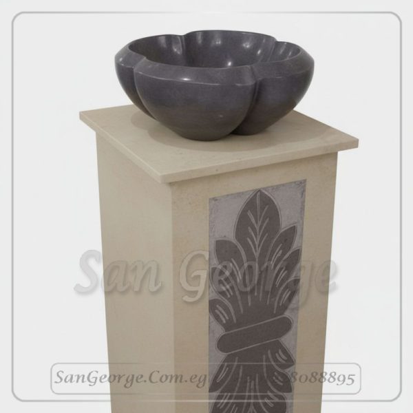 مغسله من ال رخام عمود بيج مزخرف اسود Hand Made من San George Design