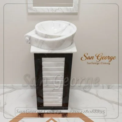 حوض حمام من الرخام اسود ابيض Hand Made من San George Design