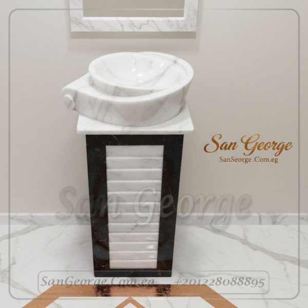 حوض حمام من الرخام اسود ابيض Hand Made من San George Design