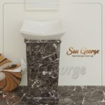 وحده حوض رخام طبيعي عمود امبرادور مزخرف ابيض Hand Made من San George Design
