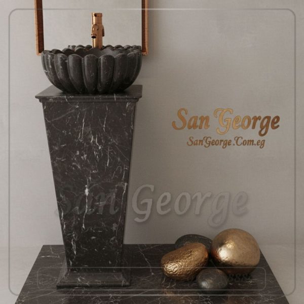 وحده حوض رخام طبيعي اسود Hand Made من San George Design