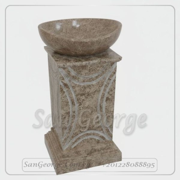 حوض حمام من الرخام بيج مزخرف Hand Made من San George Design