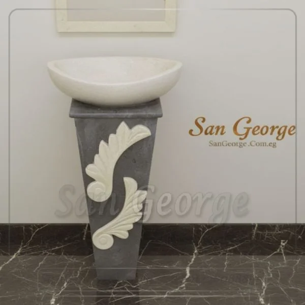 حوض رخام طبيعي عمود مزخرف Hand Made من San George Design