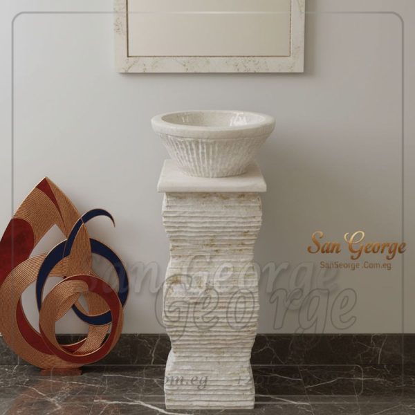 Real Stone Basin off white Hand Made من San George Design