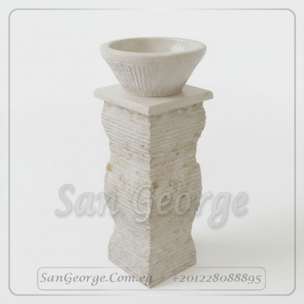 Real Stone Basin off white Hand Made من San George Design
