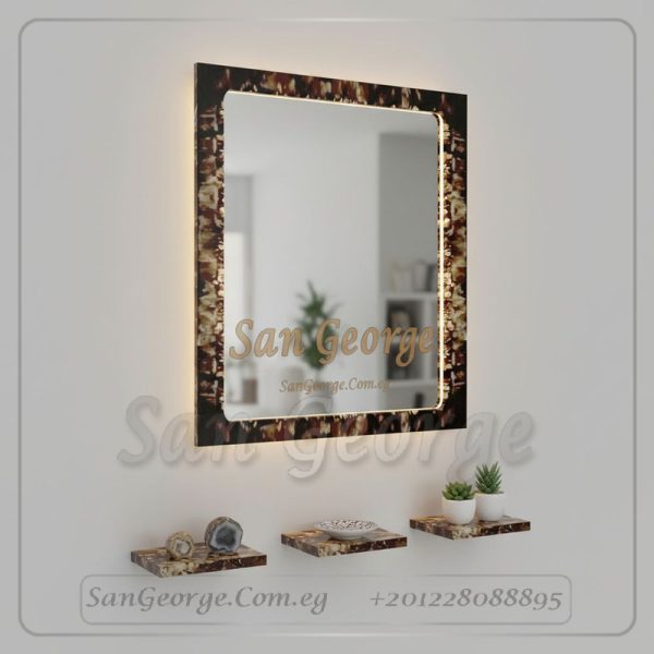 مرايا رخام طبيعي باضائه ليد مميزه Marb-7477 من سان جورج ديزاين San George Design