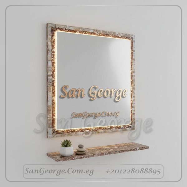 مرايا رخام طبيعي باضائه ليد مميزه Marb-7003 من سان جورج ديزاين San George Design