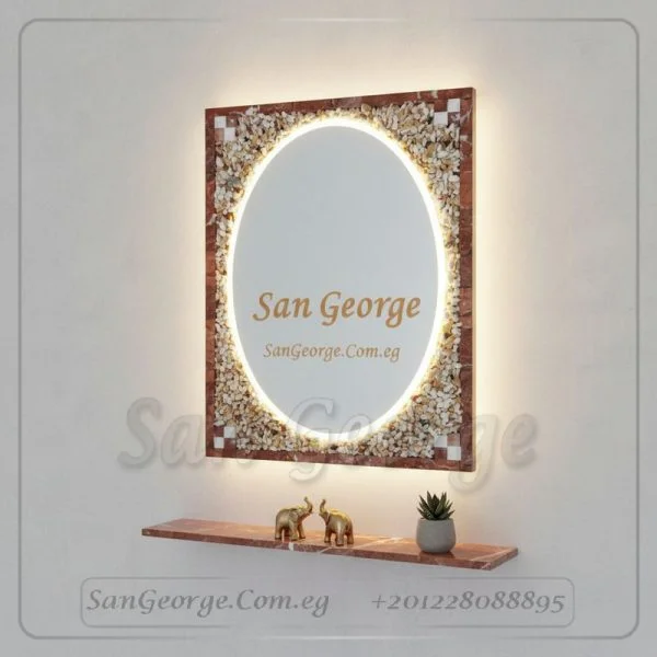 مرايا رخام طبيعي باضائه ليد مميزه Marb-7013 من سان جورج ديزاين San George Design