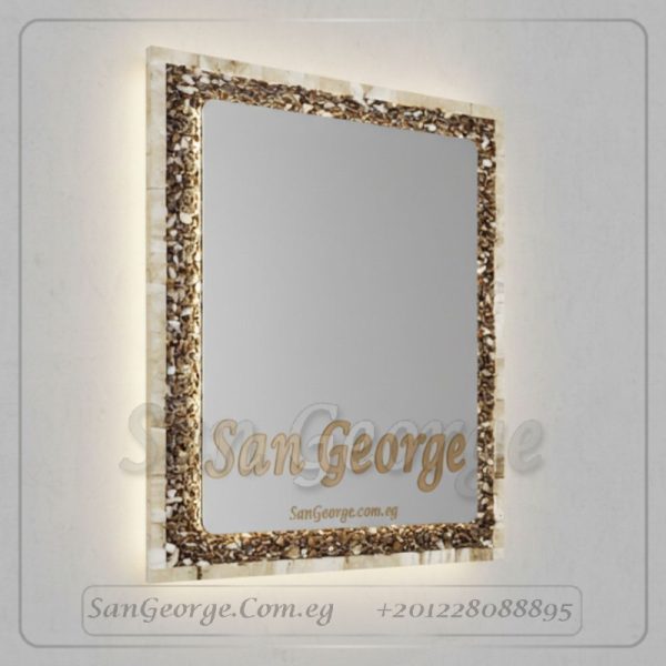 مرايا رخام طبيعي باضائه ليد مميزه Marb-7018 من سان جورج ديزاين San George Des