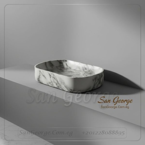 مغسلة رخام طبيعي رمادي مستورد X25تصميم فريد | San George Desin