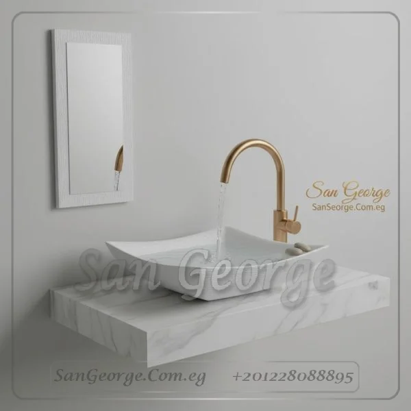 مغسلة رخام طبيعي اسود مستورد X35 تصميم فريد | San George Desin