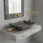 مغسلة رخام طبيعي اسود مستورد X38 تصميم فريد | San George Desin