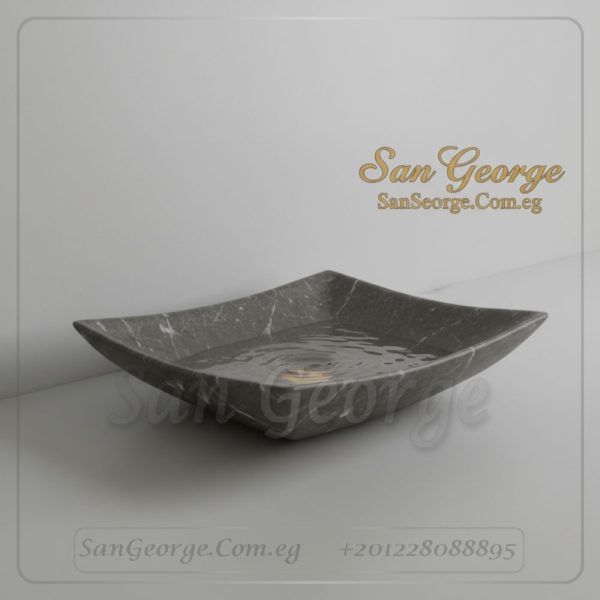 مغسلة رخام طبيعي اسود مستورد X38 تصميم فريد | San George Desin